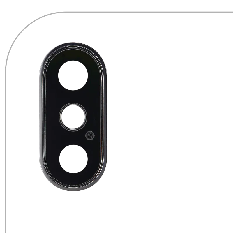 Sklíčko zadní kamery s držákem a rámečkem pro iPhone XS / XS Max (stříbrná)
