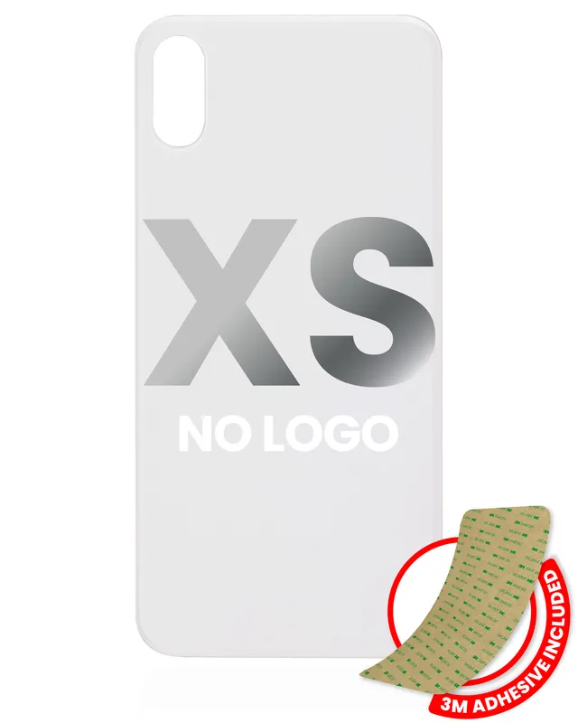 Zadní sklo s lepením 3M pro iPhone XS (bez loga, velký otvor pro kameru) (stříbrná)