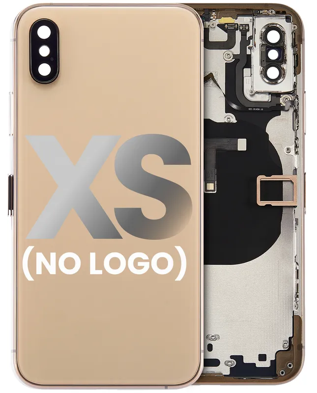 Zadní kryt (housing) s drobnými součástkami (předinstalováno) pro iPhone XS (bez loga) (Aftermarket Plus) (zlatá)