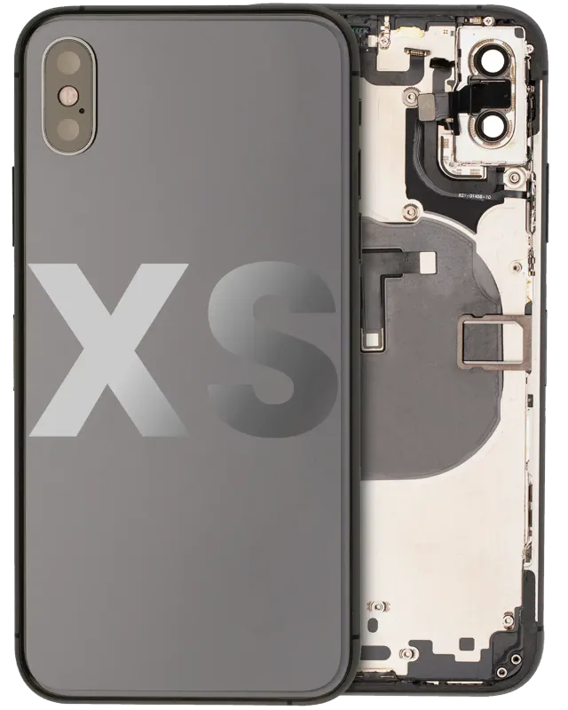 Zadní kryt (housing) s drobnými součástkami (předinstalováno) pro iPhone XS (originál z vyřazeného zařízení, stav B) (vesmírně šedá)