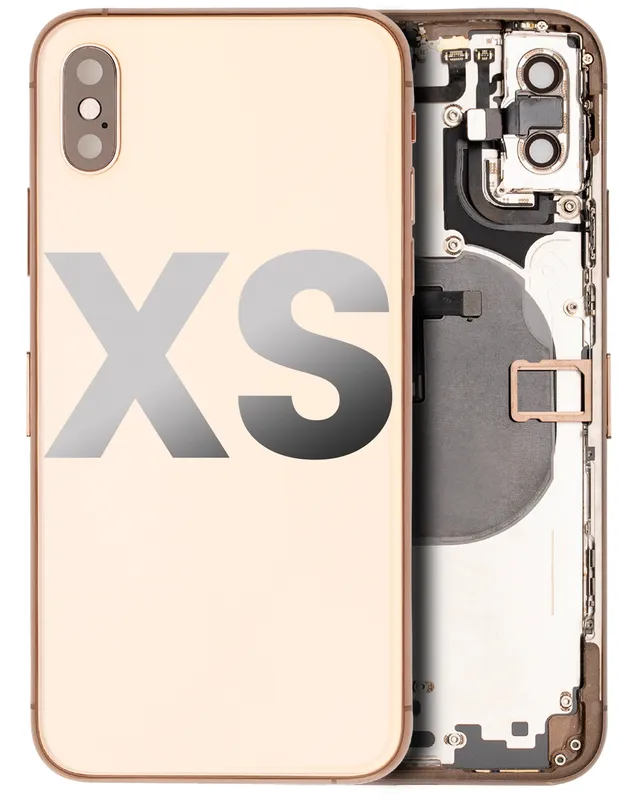Zadní kryt (housing) s drobnými součástkami (předinstalováno) pro iPhone XS (originál z vyřazeného zařízení, stav A) (zlatá)