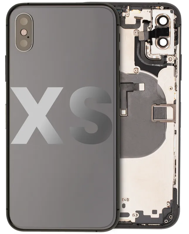 Zadní kryt (housing) s drobnými součástkami (předinstalováno) pro iPhone XS (originál z vyřazeného zařízení, stav A) (vesmírně šedá)