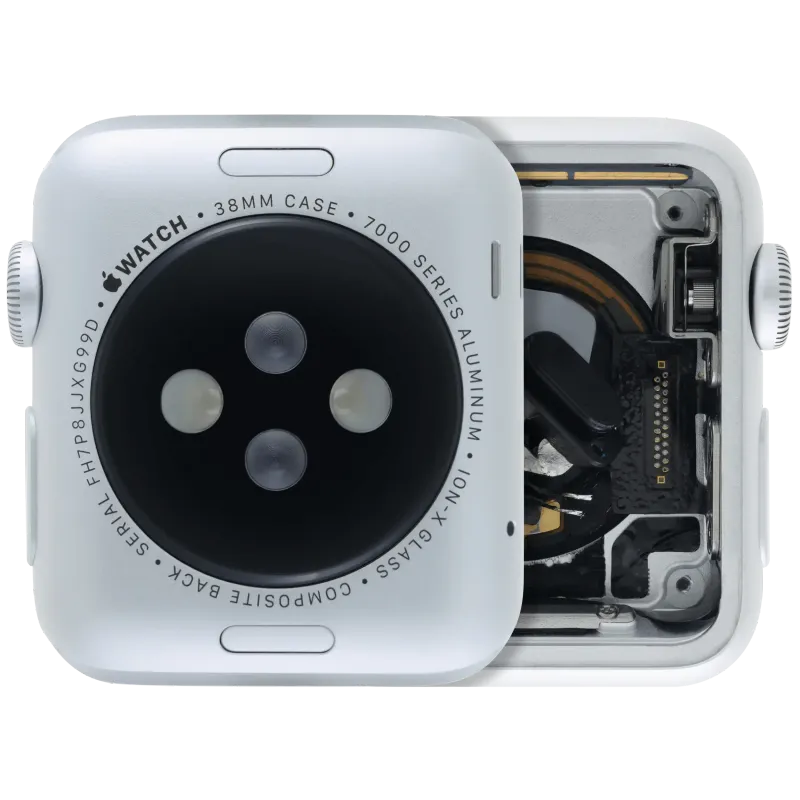 Housing (kompletní tělo) pro Apple Watch Series 1 (38 mm) (originál z vyřazeného zařízení, stav A) (verze Cellular) (hliník / stříbrná)