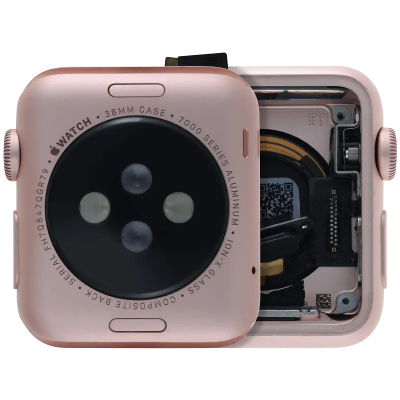 Housing (kompletní tělo) pro Apple Watch Series 1 (38 mm) (originál z vyřazeného zařízení, stav A) (nerez / růžově zlatá)