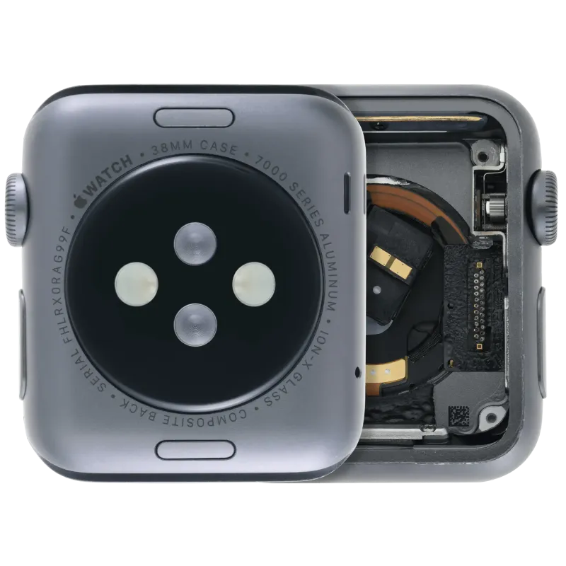 Housing (kompletní tělo) pro Apple Watch Series 1 (38 mm) (originál z vyřazeného zařízení, stav A) (verze Cellular) (hliník / vesmírně černá)