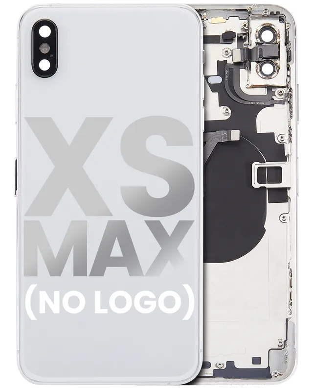 Zadní kryt (housing) s drobnými součástkami (předinstalováno) pro iPhone XS Max (bez loga) (Aftermarket Plus) (stříbrná)
