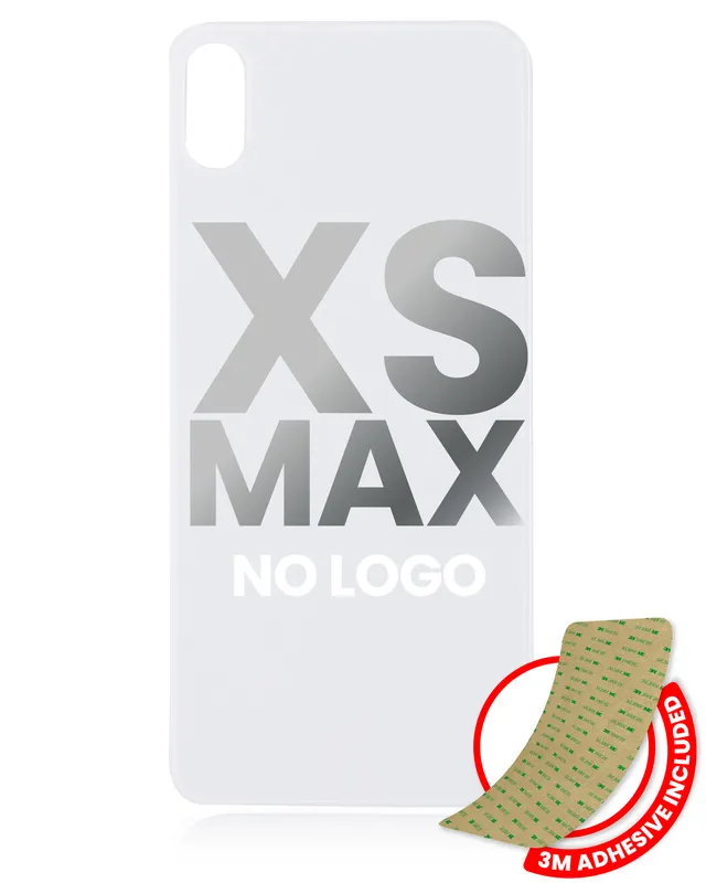 Zadní sklo s lepením 3M pro iPhone XS Max (bez loga, velký otvor pro kameru) (stříbrná)