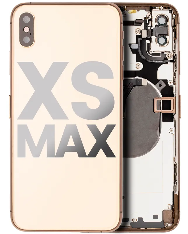 Zadní kryt (housing) s drobnými součástkami (předinstalováno) pro iPhone XS Max (originál z vyřazeného zařízení, stav C) (zlatá)
