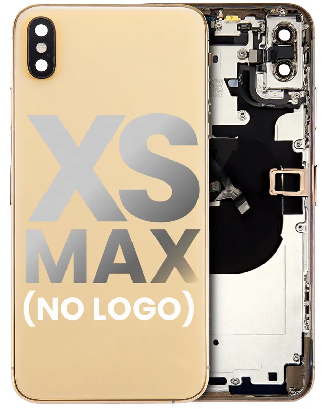 Zadní kryt (housing) s drobnými součástkami (předinstalováno) pro iPhone XS Max (bez loga) (Aftermarket Plus) (zlatá)
