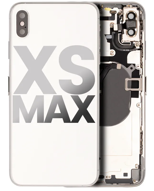 Zadní kryt (housing) s drobnými součástkami (předinstalováno) pro iPhone XS Max (originál z vyřazeného zařízení, stav A) (stříbrná)