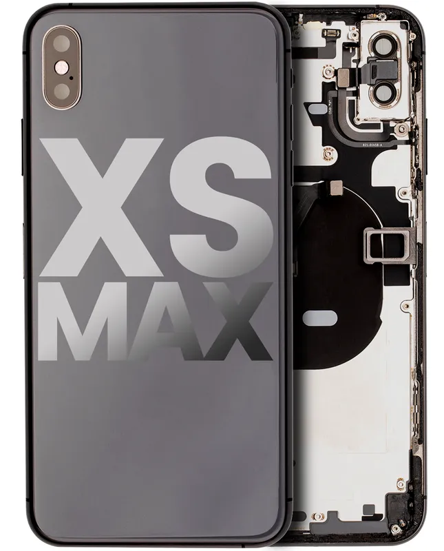 Zadní kryt (housing) s drobnými součástkami (předinstalováno) pro iPhone XS Max (originál z vyřazeného zařízení, stav B) (vesmírně šedá)