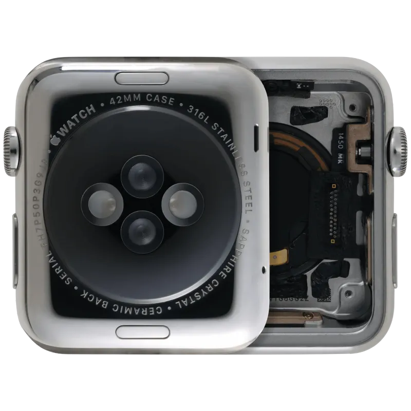 Housing (kompletní tělo) pro Apple Watch Series 1 (42 mm) (originál z vyřazeného zařízení, stav A) (nerez / stříbrná)