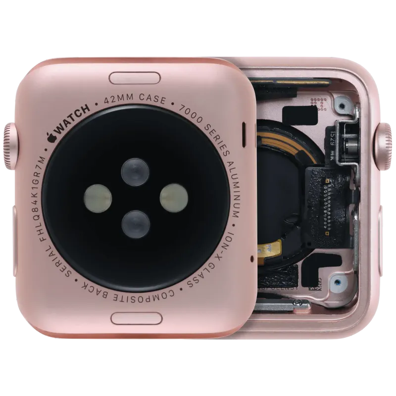 Housing (kompletní tělo) pro Apple Watch Series 1 (42 mm) (originál z vyřazeného zařízení, stav A) (verze Cellular) (hliník / růžově zlatá)