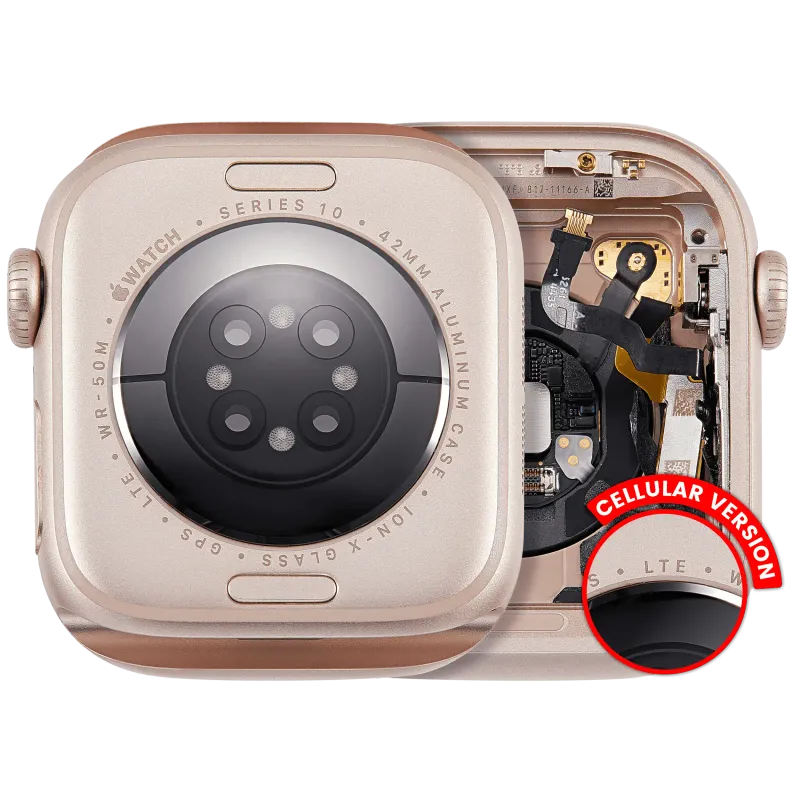 Housing (kompletní tělo) pro Apple Watch Series 10 (42 mm) (verze LTE) (titan / zlatá)