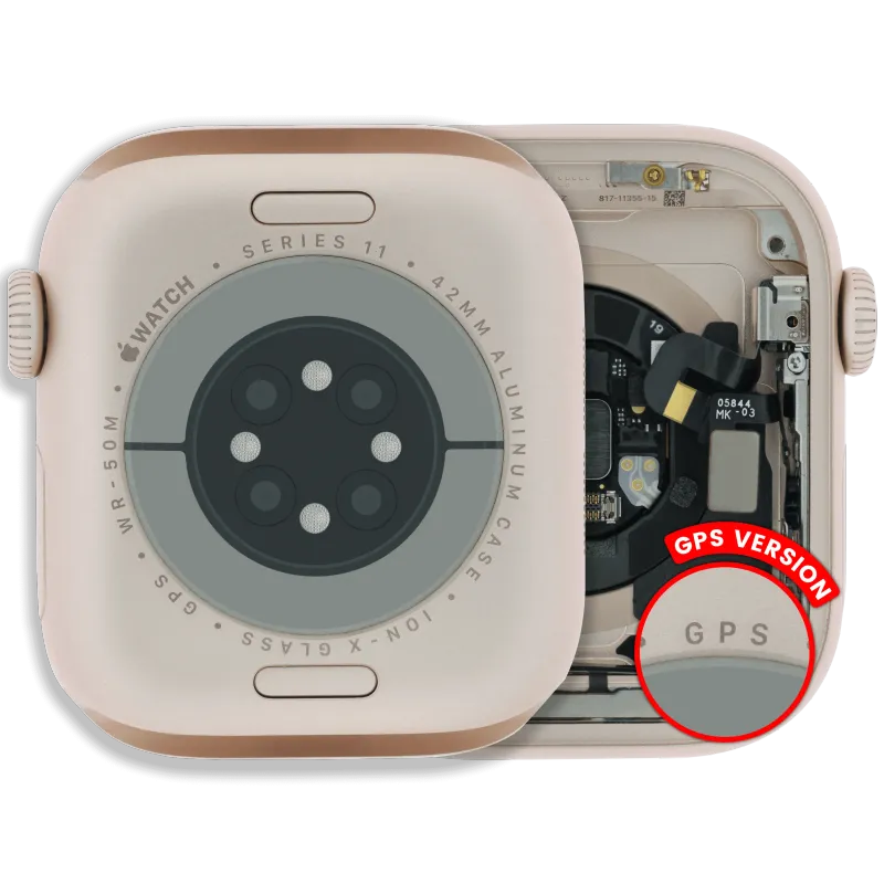 Housing (kompletní tělo) pro Apple Watch Series 11 (42 mm) (originál z vyřazeného zařízení, stav A) (verze GPS) (hliník / růžově zlatá)