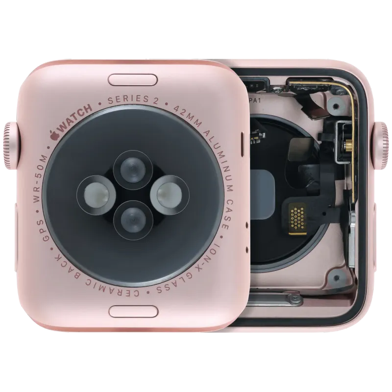 Housing (kompletní tělo) pro Apple Watch Series 2 (42 mm) (originál z vyřazeného zařízení, stav A) (verze Cellular) (hliník / růžově zlatá)