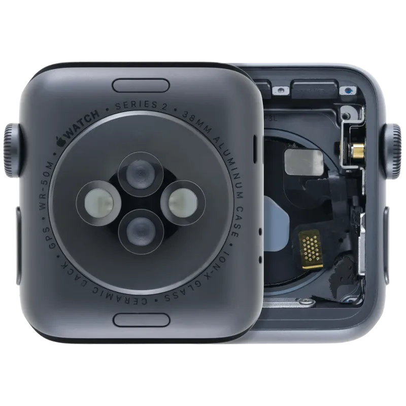 Housing (kompletní tělo) pro Apple Watch Series 2 (38 mm) (originál z vyřazeného zařízení, stav A) (verze Cellular) (hliník / vesmírně černá)