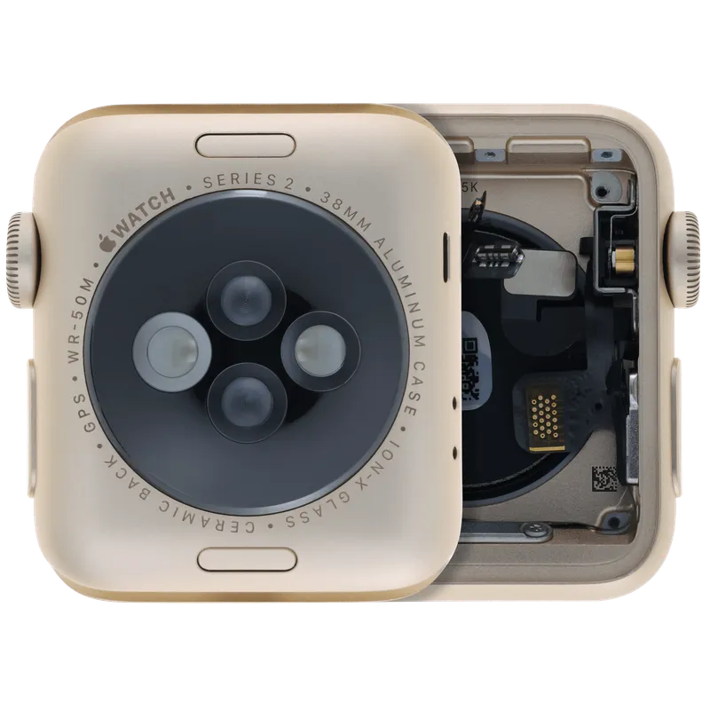 Housing (kompletní tělo) pro Apple Watch Series 2 (38 mm) (originál z vyřazeného zařízení, stav A) (verze Cellular) (hliník / zlatá)