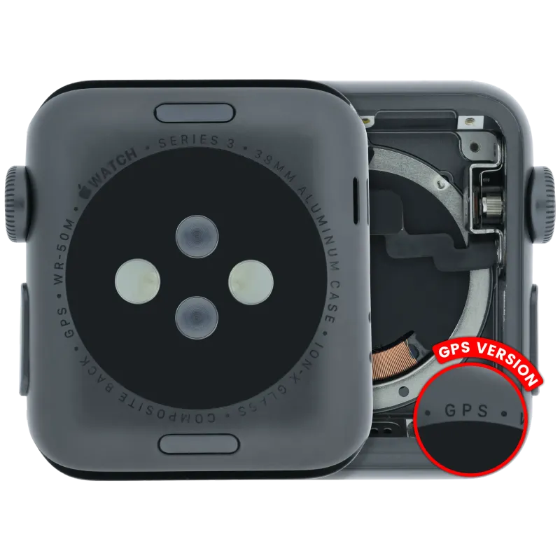 Housing (kompletní tělo) pro Apple Watch Series 3 (38 mm) (originál z vyřazeného zařízení, stav A) (verze GPS) (hliník / vesmírně černá)