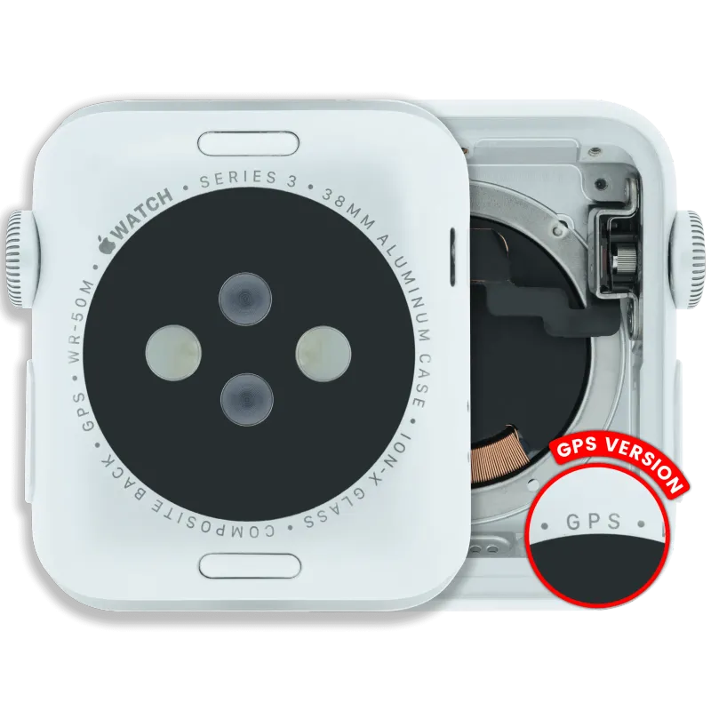 Housing (kompletní tělo) pro Apple Watch Series 3 (38 mm) (originál z vyřazeného zařízení, stav A) (verze GPS) (hliník / stříbrná)
