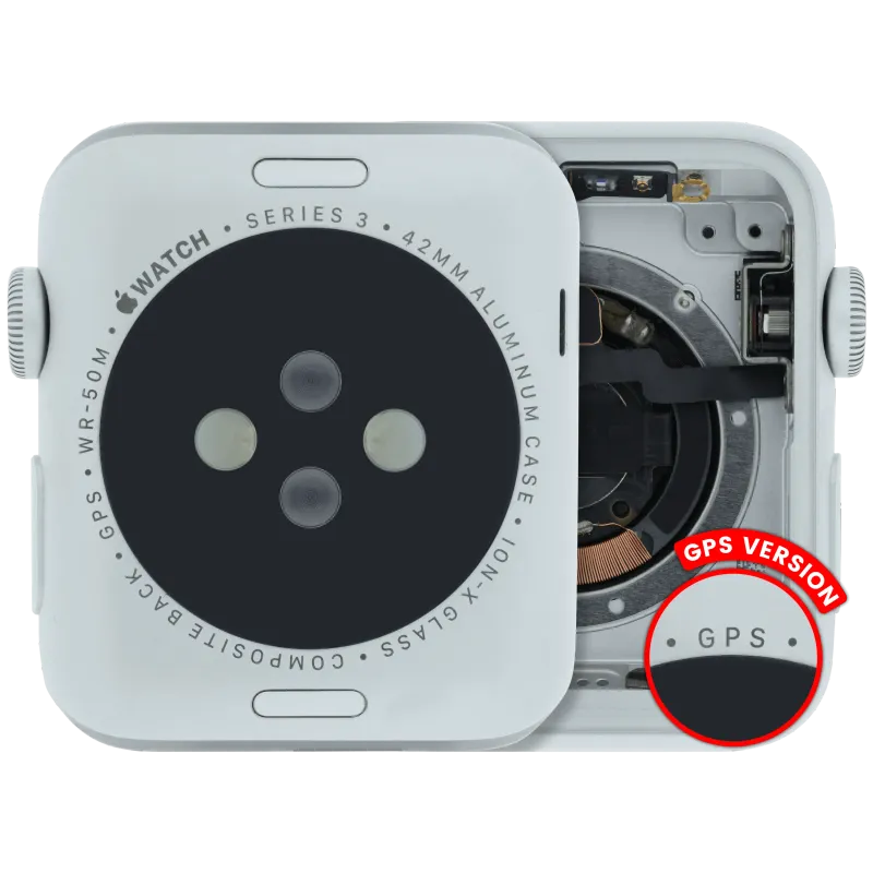 Housing (kompletní tělo) pro Apple Watch Series 3 (42 mm) (originál z vyřazeného zařízení, stav A) (verze GPS) (hliník / stříbrná)