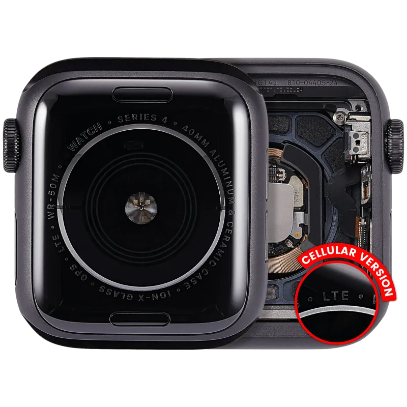 Housing (kompletní tělo) pro Apple Watch Series 4 (40 mm) (originál z vyřazeného zařízení, stav A) (verze Cellular) (hliník / vesmírně černá)