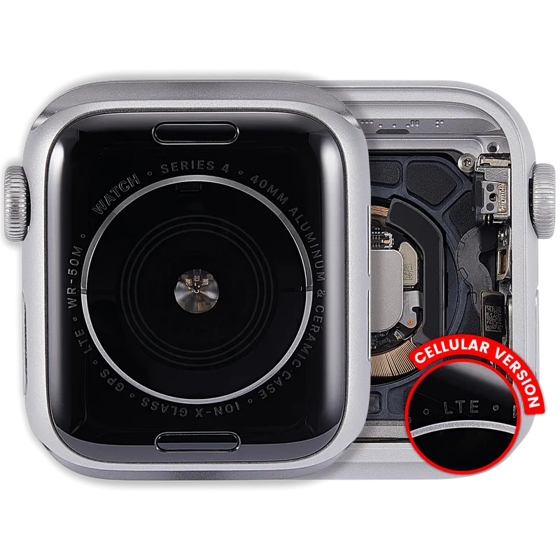 Housing (kompletní tělo) pro Apple Watch Series 4 (40 mm) (originál z vyřazeného zařízení, stav A) (verze Cellular) (hliník / stříbrná)