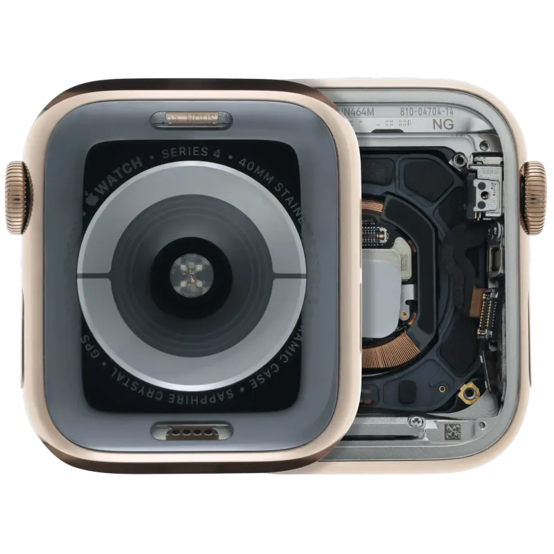 Housing (kompletní tělo) pro Apple Watch Series 4 (40 mm) (originál z vyřazeného zařízení, stav A) (nerez / zlatá)