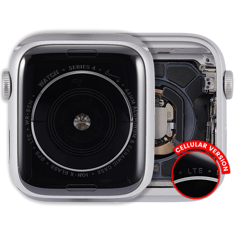 Housing (kompletní tělo) pro Apple Watch Series 4 (44 mm) (originál z vyřazeného zařízení, stav A) (verze Cellular) (hliník / stříbrná)