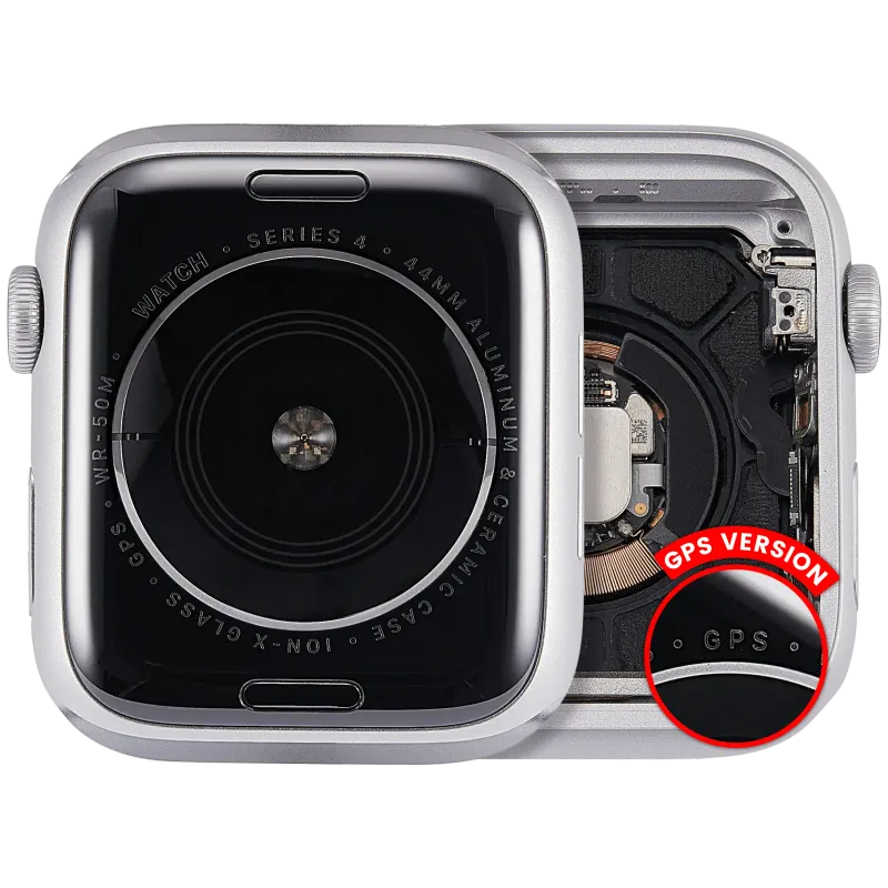 Housing (kompletní tělo) pro Apple Watch Series 4 (44 mm) (originál z vyřazeného zařízení, stav A) (verze GPS) (hliník / stříbrná)