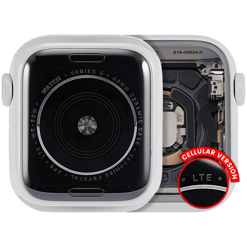 Housing (kompletní tělo) pro Apple Watch Series 5 (40 mm) (originál z vyřazeného zařízení, stav A) (verze Cellular) (hliník / stříbrná)