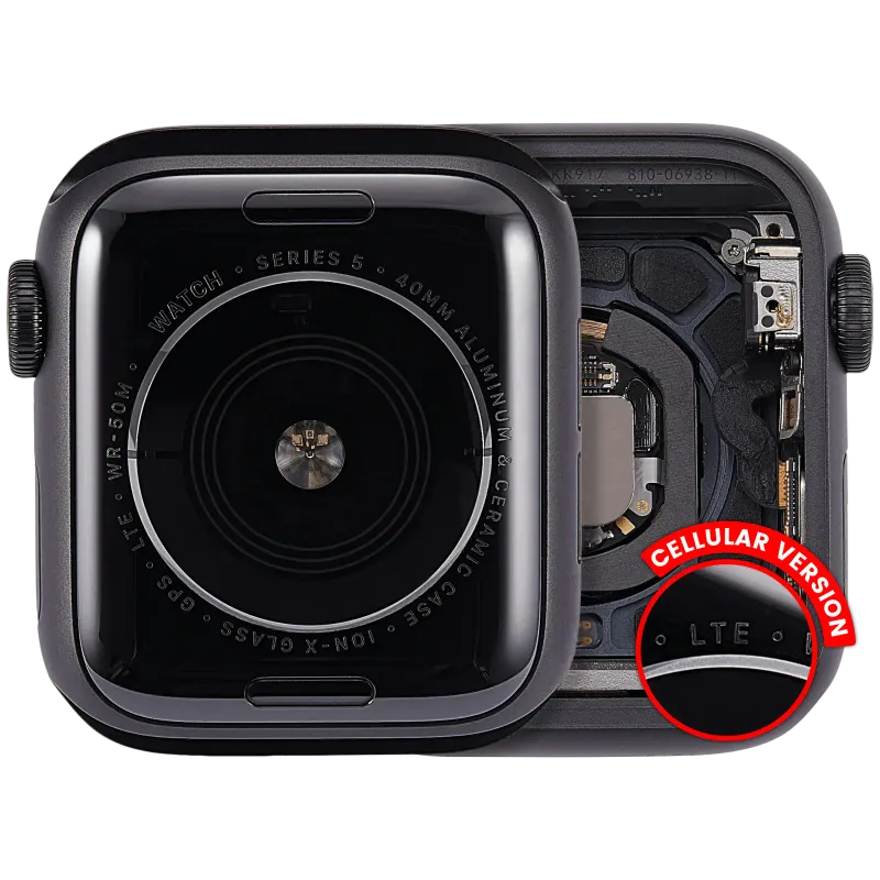 Housing (kompletní tělo) pro Apple Watch Series 5 (40 mm) (originál z vyřazeného zařízení, stav A) (verze Cellular) (hliník / vesmírně černá)