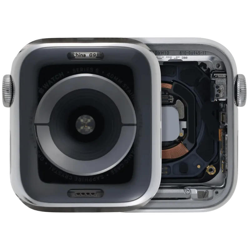 Housing (kompletní tělo) pro Apple Watch Series 5 (40 mm) (originál z vyřazeného zařízení, stav A) (nerez / stříbrná)