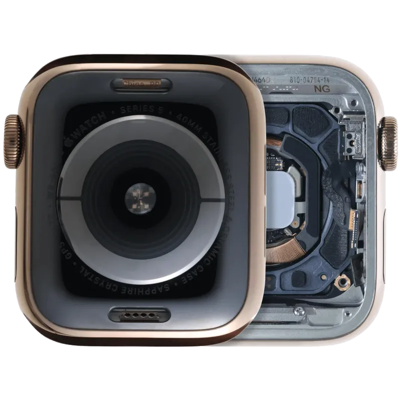 Housing (kompletní tělo) pro Apple Watch Series 5 (40 mm) (originál z vyřazeného zařízení, stav A) (nerez / zlatá)