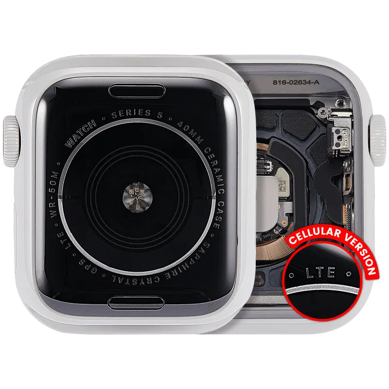 Housing (kompletní tělo) pro Apple Watch Series 5 (40 mm) (originál z vyřazeného zařízení, stav A) (verze Cellular) (Ceramic / White)