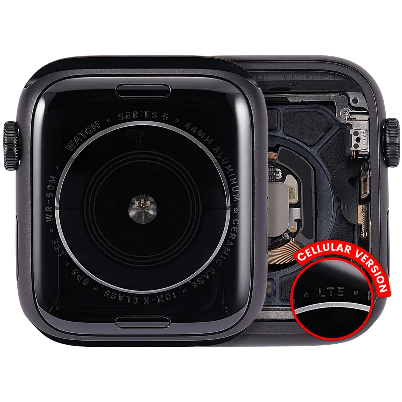 Housing (kompletní tělo) pro Apple Watch Series 5 (44 mm) (originál z vyřazeného zařízení, stav A) (verze Cellular) (hliník / vesmírně černá)