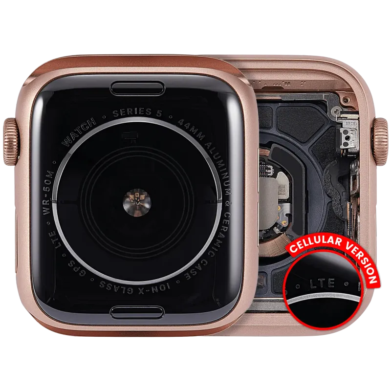 Housing (kompletní tělo) pro Apple Watch Series 5 (44 mm) (originál z vyřazeného zařízení, stav A) (verze Cellular) (hliník / zlatá)