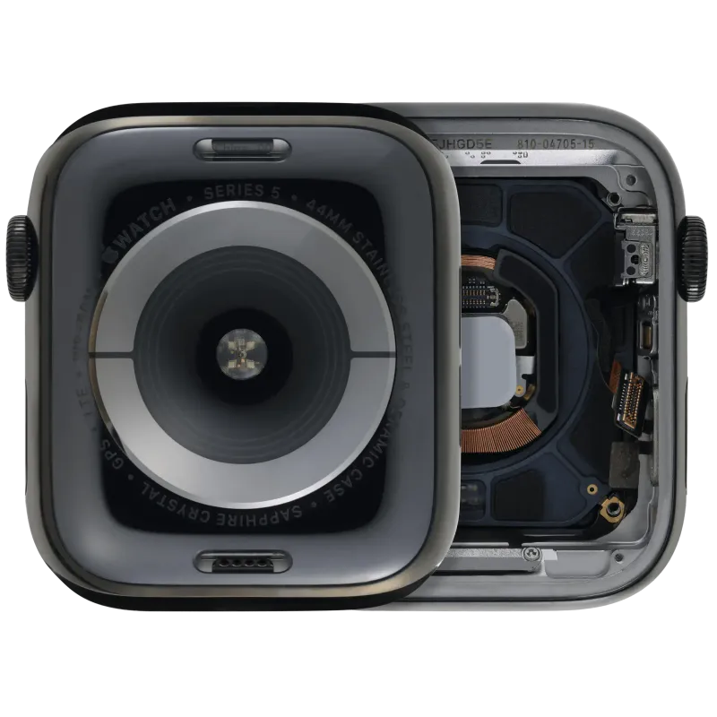 Housing (kompletní tělo) pro Apple Watch Series 5 (44 mm) (originál z vyřazeného zařízení, stav A) (nerez / vesmírně černá)