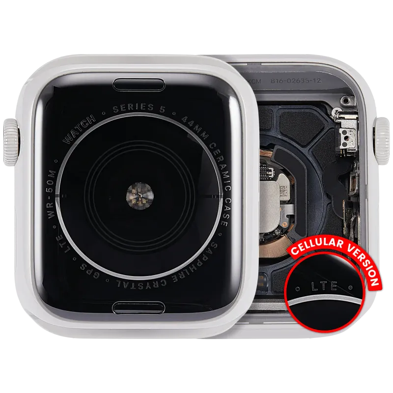 Housing (kompletní tělo) pro Apple Watch Series 5 (44 mm) (originál z vyřazeného zařízení, stav A) (verze Cellular) (Ceramic / White)