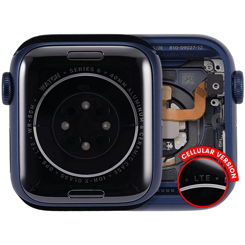 Housing (kompletní tělo) pro Apple Watch Series 6 (40 mm) (originál z vyřazeného zařízení, stav A) (verze Cellular) (hliník / modrá)