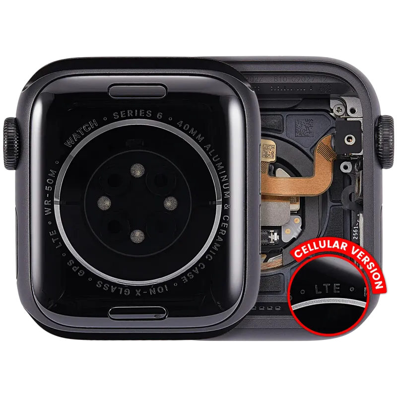 Housing (kompletní tělo) pro Apple Watch Series 6 (40 mm) (originál z vyřazeného zařízení, stav A) (verze Cellular) (hliník / vesmírně černá)