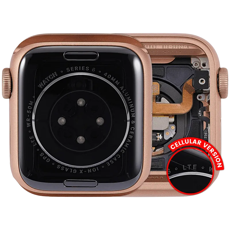 Housing (kompletní tělo) pro Apple Watch Series 6 (40 mm) (originál z vyřazeného zařízení, stav A) (verze Cellular) (hliník / růžově zlatá)