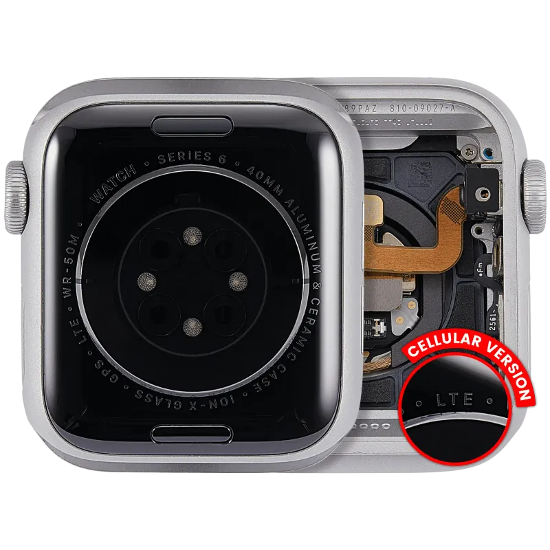 Housing (kompletní tělo) pro Apple Watch Series 6 (40 mm) (originál z vyřazeného zařízení, stav A) (verze Cellular) (hliník / stříbrná)