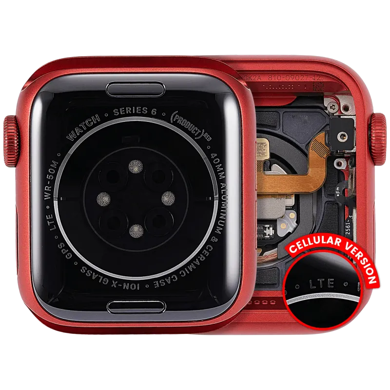 Housing (kompletní tělo) pro Apple Watch Series 6 (40 mm) (originál z vyřazeného zařízení, stav A) (verze Cellular) (hliník / červená)