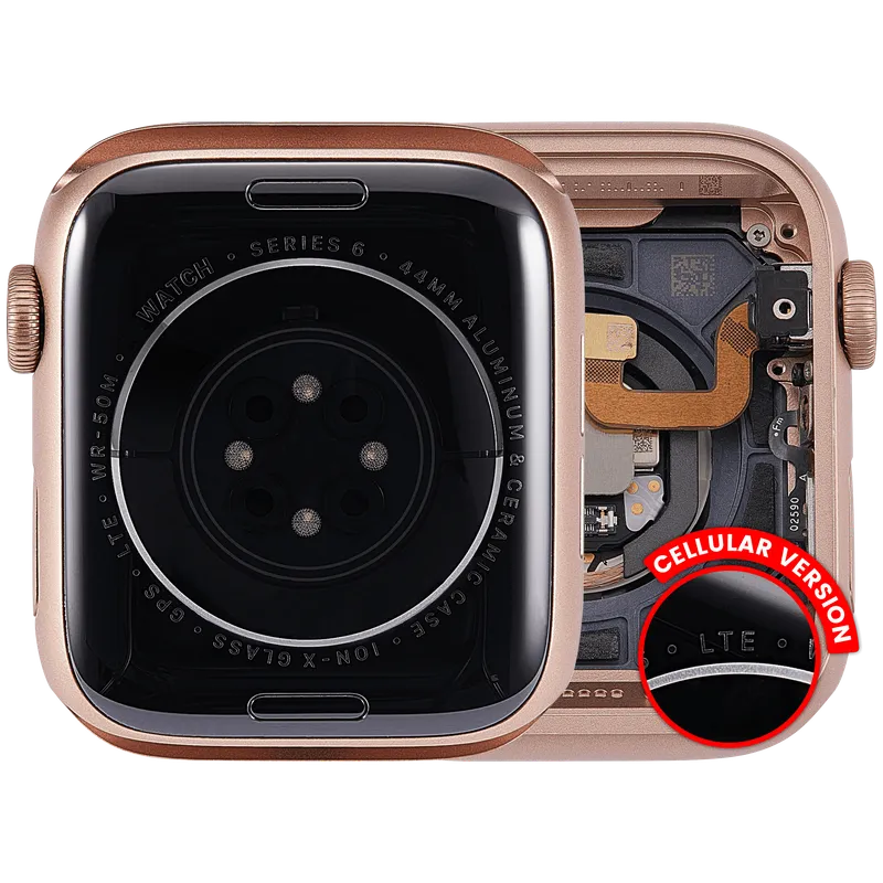 Housing (kompletní tělo) pro Apple Watch Series 6 (44 mm) (originál z vyřazeného zařízení, stav A) (verze Cellular) (hliník / růžově zlatá)