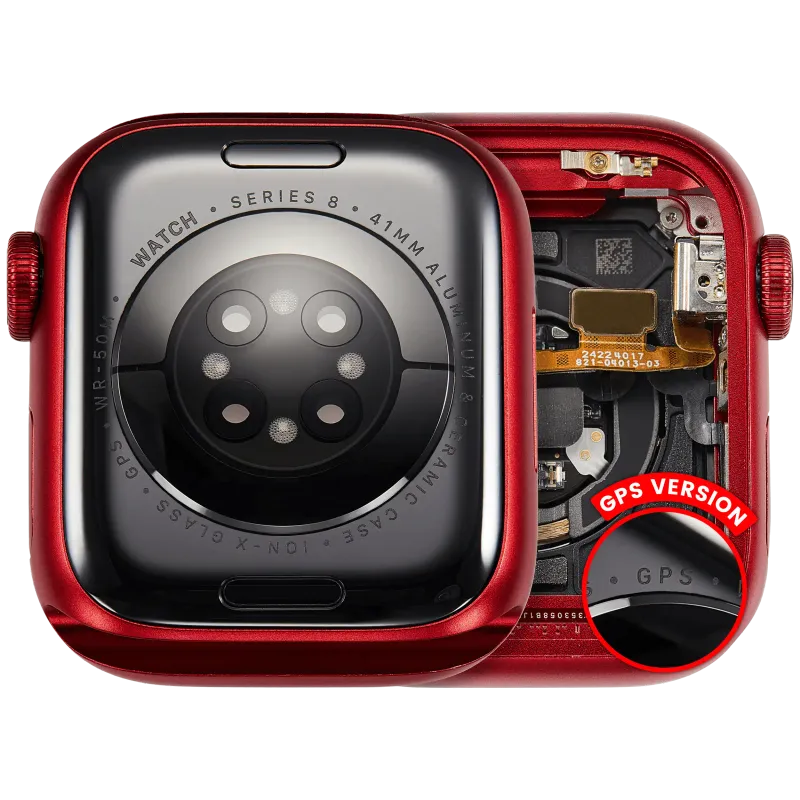 Housing (kompletní tělo) pro Apple Watch Series 8 (41 mm) (originál z vyřazeného zařízení, stav A) (verze GPS) (hliník / červená)