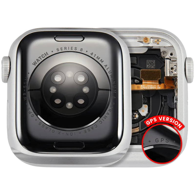 Housing (kompletní tělo) pro Apple Watch Series 8 (41 mm) (originál z vyřazeného zařízení, stav A) (verze GPS) (hliník / stříbrná)