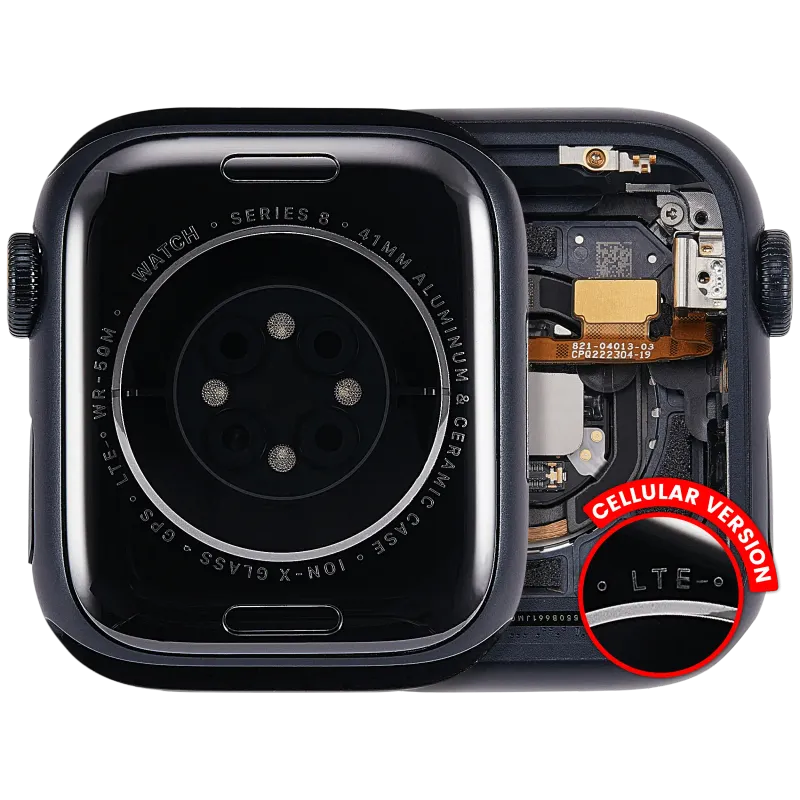 Housing (kompletní tělo) pro Apple Watch Series 8 (41 mm) (originál z vyřazeného zařízení, stav A) (verze Cellular) (hliník / temně inkoustová)