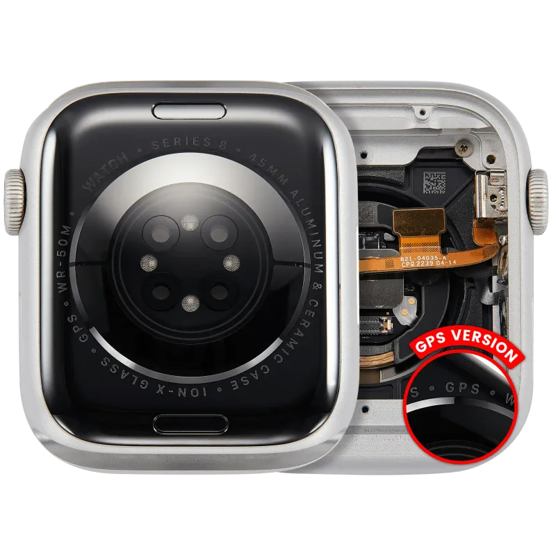 Housing (kompletní tělo) pro Apple Watch Series 8 (45 mm) (originál z vyřazeného zařízení, stav A) (verze GPS) (hliník / stříbrná)