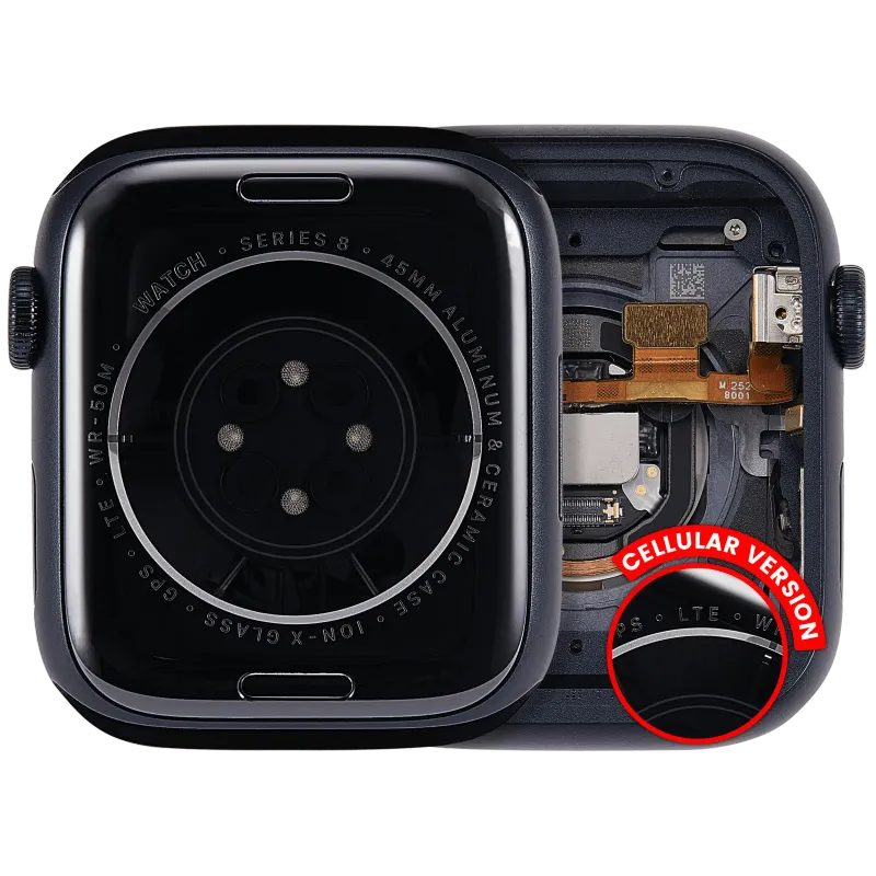 Housing (kompletní tělo) pro Apple Watch Series 8 (45 mm) (originál z vyřazeného zařízení, stav A) (verze Cellular) (hliník / temně inkoustová)